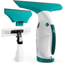 Eave Window Vac Kit, Upgraded Cordless Window Vacuum with 17cm & 28cm Suction Nozzles, Electric Window Cleaner with 40min Runtime and 270ml Water Tan