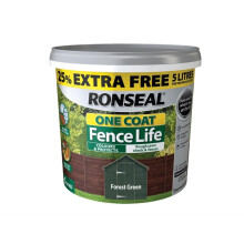 Ronseal RSLFLFGN4LAV One Coat Fence Life Forest Green New 4 Litre +25%