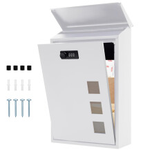 lisetar Post Box Wall Mounted, Steel Mail Box with Combination Lock - Weather-Resistant, 3 Viewing Windows, Rain Cover, Lockable for Outside, 40 x 25
