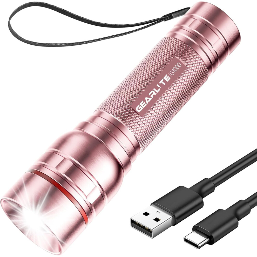 Gearlite Rechargeable Led Torch, 2000Lm Torches Led Super Bright With 3 Modes, Portable Small Torch With Battery, Waterproof Flashlight Zoomable For 4377681588964