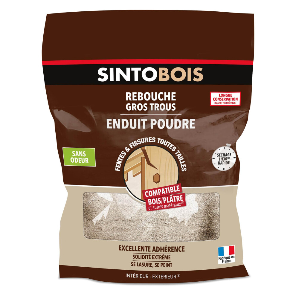 Sinto - Wood Filler - Powder Filler - Fills Large Holes, Cracks And Splits - Excellent Adherence - Odourless - Quick To Dry - Indoors & Outdoors - 1K 1102020777357