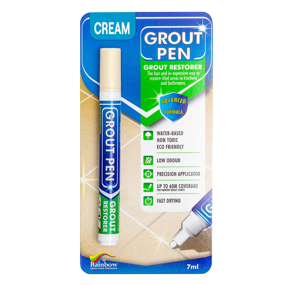 Grout Pen - Designed For Restoring Tile Grout In Bathrooms & Kitchens (Cream) 3076363939988