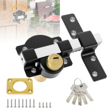 Gate Lock 50mm Long Throw, Double Sided Locking Mortise Deadbolt for 50mm Thick Wooden Gates, Garden Doors, Sheds, Stainless Steel with 5 Keys, Anti-