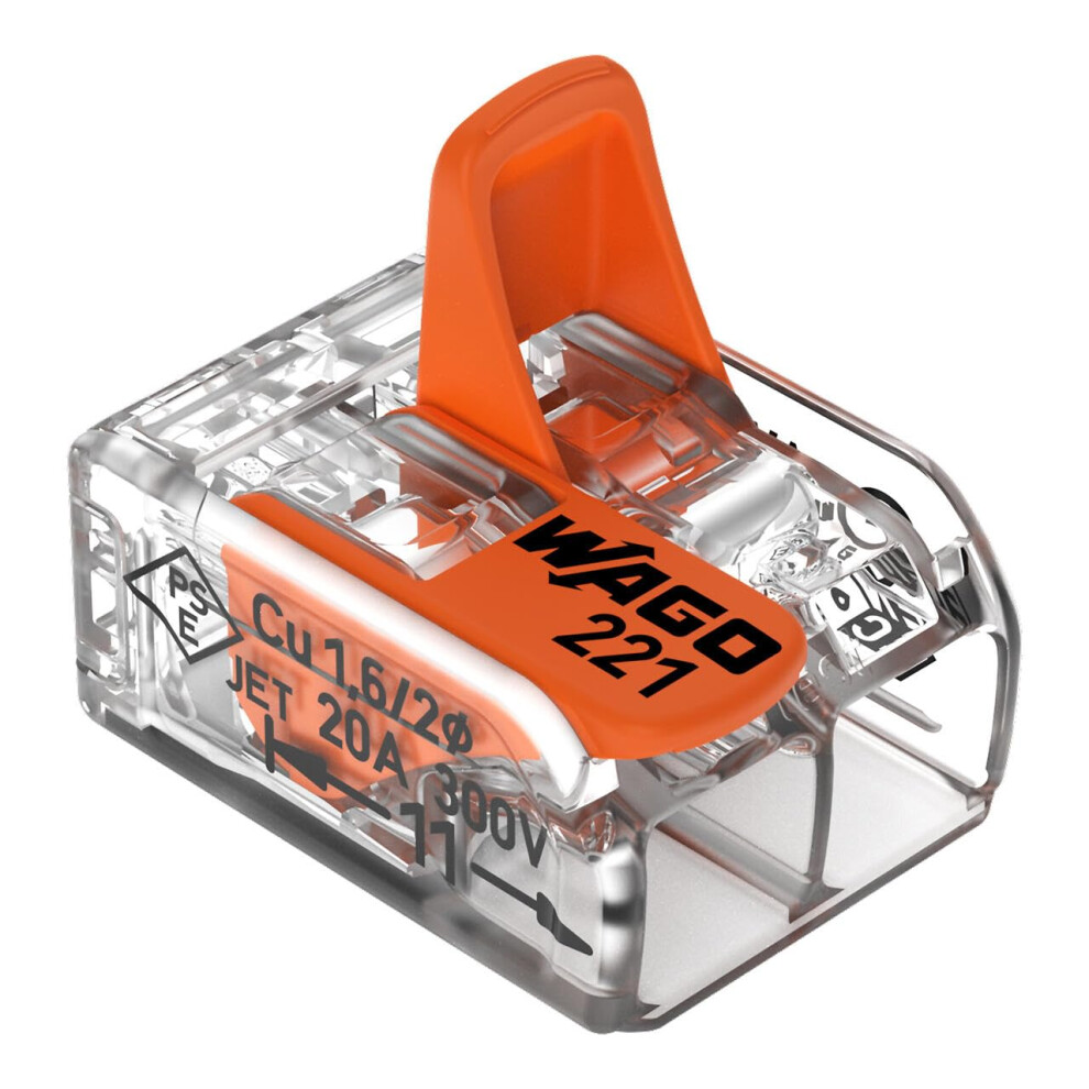 Wago 221-412 Compact Splicing Connector, For All Conductor Types, Max. 4 Mmâ², 2- 5006038635752