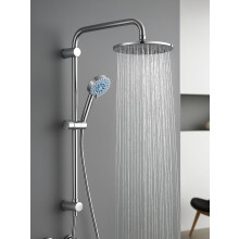 CROWNSHOP Shower Set Shower Riser Rail Shower with Twin Heads Adjustable Overhead Rainfall Bathroom Shower Head Handheld Shower Hose and Riser Rail K