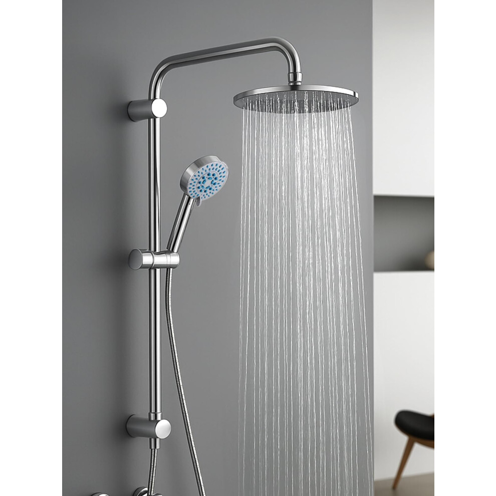 Crownshop Shower Set Shower Riser Rail Shower With Twin Heads Adjustable Overhead Rainfall Bathroom Shower Head Handheld Shower Hose And Riser Rail K 5005383186490