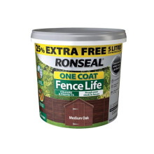 Ronseal RSLFLMON4LAV One Coat Fence Life Medium Oak New 4 Litre +25%