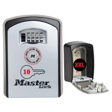 MASTER LOCK Extra Large Key Safe Wall Mounted, XL 106 x 146 x 53 mm, Outdoor, Mounting Kit, for Home Office Industries Vehicles, Black & Silver