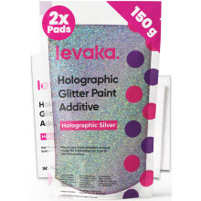 Levaka Holographic Silver Glitter Additive, 150g with 2 x Buffing Pads – Paint Additive for Luminous Finish on Interior or Exterior Walls, Ceilings,