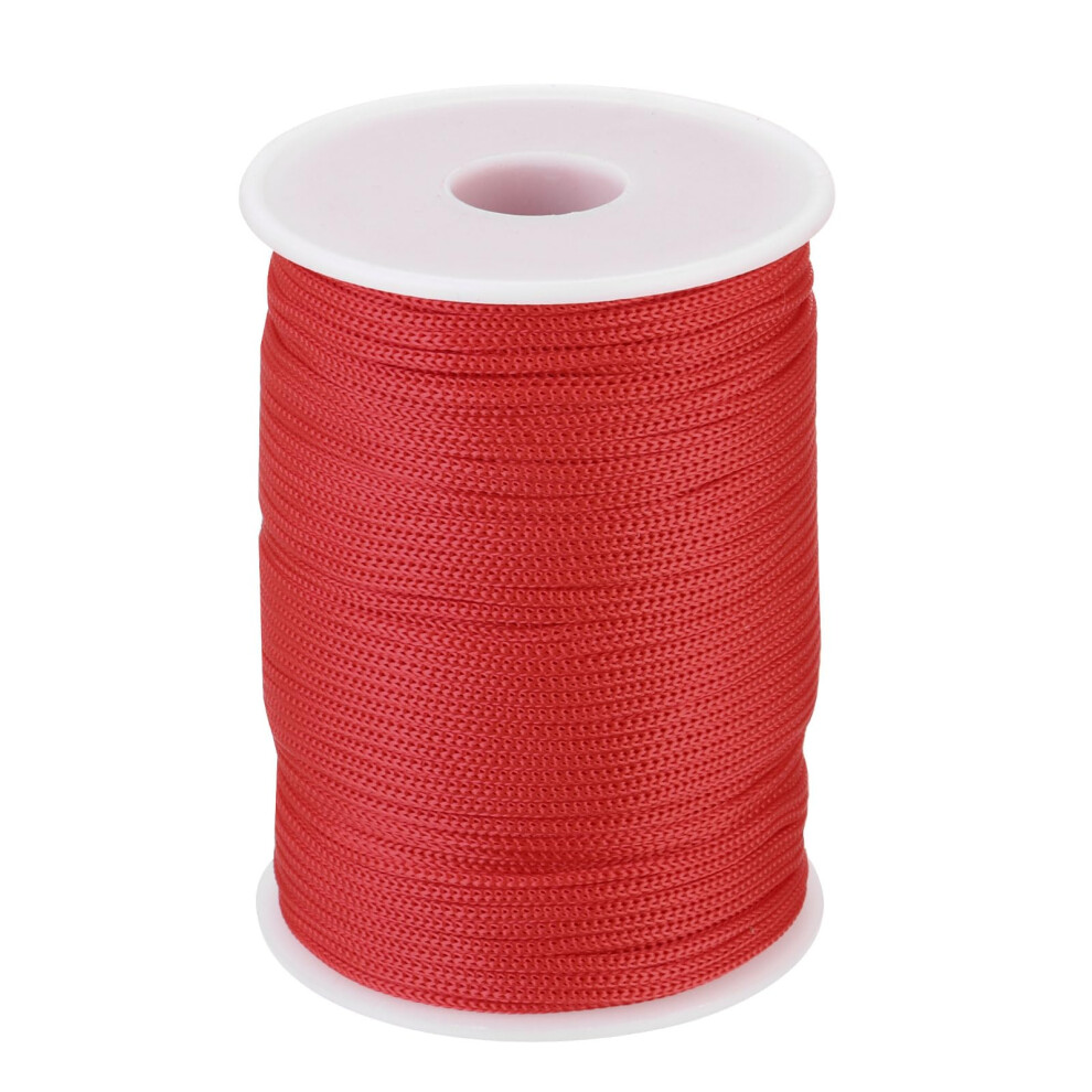 Sourcing Map 2Mm Polypropylene Braided Rope, 100M Nylon Rope, Red, Clothesline, Camping, Hiking, Outdoor, Crafts 4772913197257