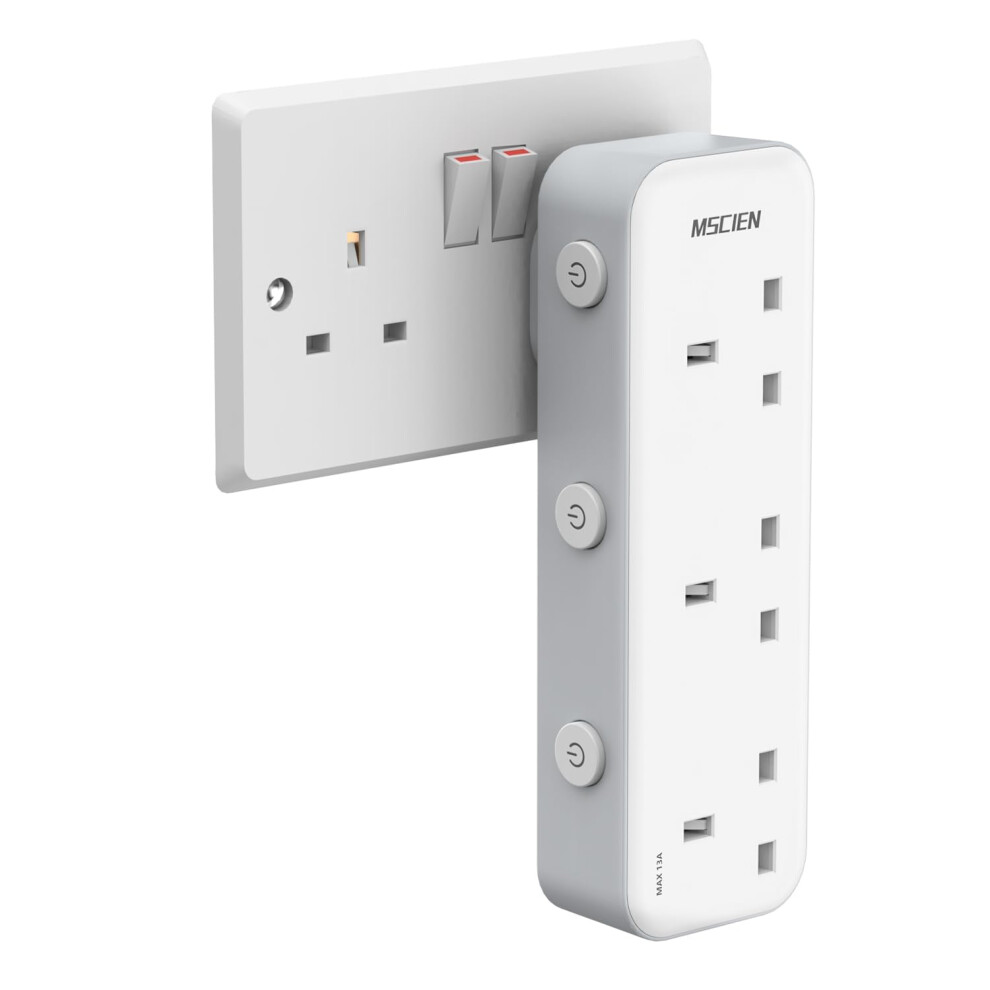 Mscien Plug Adaptor 3 Gang With Led Light, Mscien Individually Switched Plug Adaptor Uk, Multi Plug White Wall Socket Extension Power Extender Adapto 5007854194195