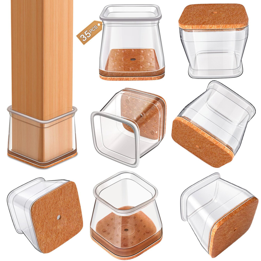Photos - Other for Repair RUSIDO 35 PCS Chair Leg Floor Protectors, Silicone Chair Leg Caps, Square Covers for Hardwood, Protect Wooden Floors from Sc