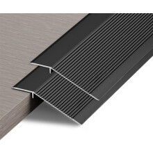 2Pack 1.2M Aluminum Floor Transition Strip Door Bar,Floor Bar for Doorways Threshold Ramp Tile Laminate Planks,Bridge The Height is 30mm(Black,10cm)