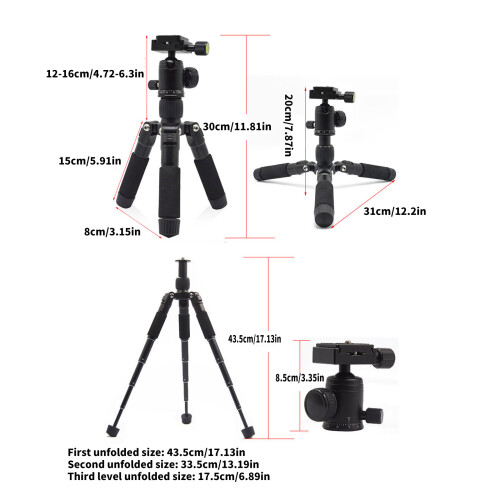 20Inch Desktop Mini Tripod 360 Degree Rotation Head-Red 2