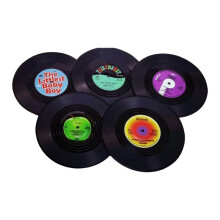 Drink Coasters Set of 6 Vintage CD Coasters Vinyl Records for Music Lovers, Housewarming Hostess Gifts Style 1