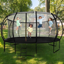 Trampoline Extérieur Enfant +3 ans Charge jusqu'à 150Kg - HYPERMOTION - 487 cm - Filet de sécurité Zippé - Échelle antidérapante