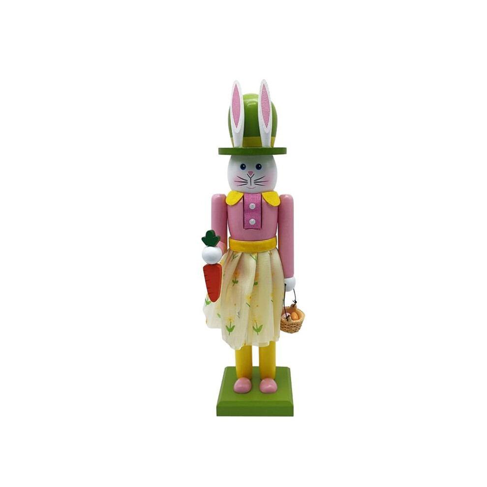 Semoic 12Inch Wooden Nutcracker Decorations,Easter Bunny Wooden Nutcracker Decor,Easter Nutcracker Figure,Nutcracker Ornament B