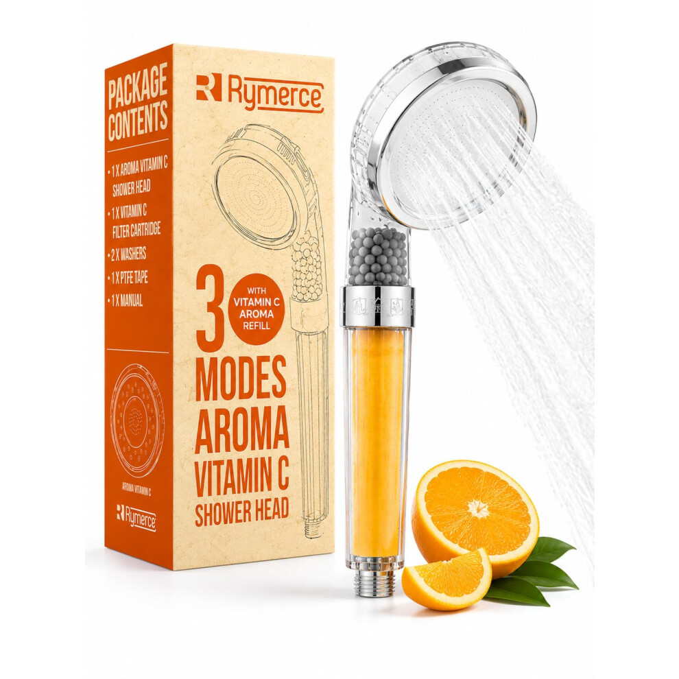Ionic Shower Head Handheld Aroma - Vitamin C 3Way Function Filter Bead Replacement High Pressure Water Saving 5393908148475