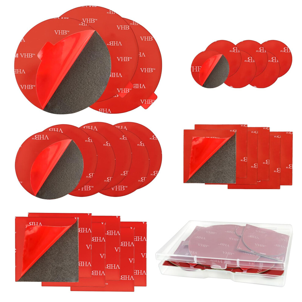 Yimetop 27 Pcs 3M Double Sided Sticky Pads, Water Proof Number Plate Sticky Pads, Double Sided Tape, Vhb Dash Cam Sticky Pad, Adhesive Pads For Outdo 3642981731985