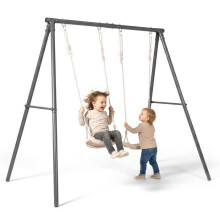 Balançoire Double de Jardin HyperMotion pour Enfants avec Sièges Réglables et Structure Acier
