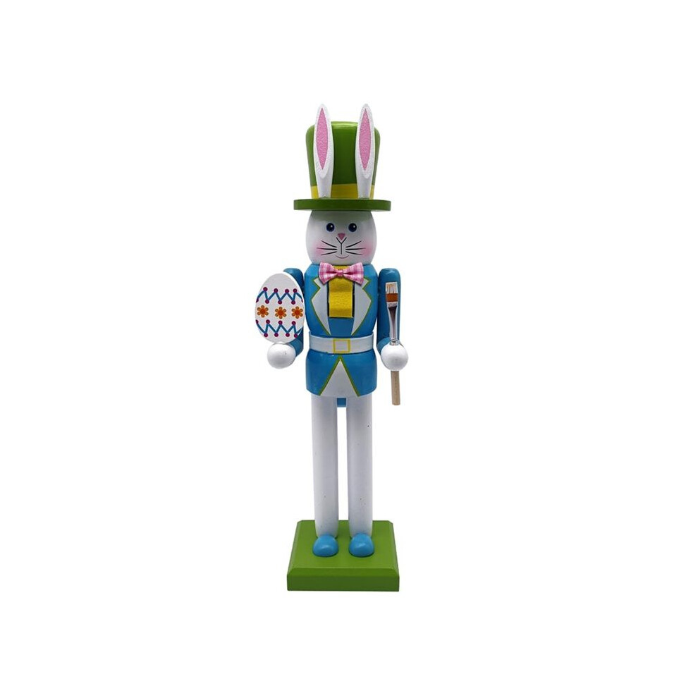 Semoic 12Inch Wooden Nutcracker Decorations,Easter Bunny Wooden Nutcracker Decor,Easter Nutcracker Figure,Nutcracker Ornament A