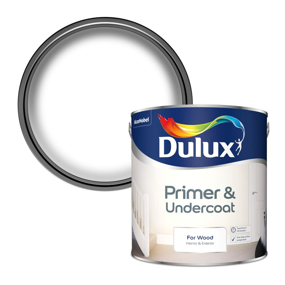 Dulux Primer & Undercoat Paint For Wood - 2.5L, White