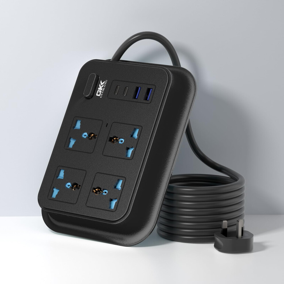 Uk Power Strip Outlets Socket 4 Ac Plug Outlets Extender Switch And 2 Usb & 2 Type-C Ports, 2500W/10A,5.9Ft Plug Heavy Duty Extension Cord For Home, 7405888724629