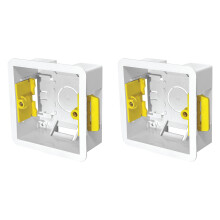 Evoges 1 Gang Dry Lining Back Box 35mm | Fast-Fit Electrical Wall Box for Plasterboard (Pack of 2)