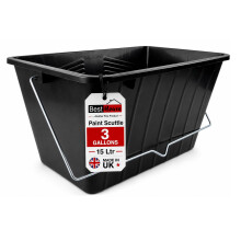 BH | 15L Black Paint Scuttle with Metal Handle | 15 Litre (3 Gallon) | Pack of 1 | Large Plastic Paint Bucket for Rollers | Decorators Paint Containe