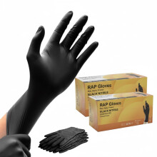 RAP Gloves Professional Black Nitrile Powder Free Multi Purpose Gloves, Extra Strong Disposable Examination Gloves, Surgical Powder Free Disposable N