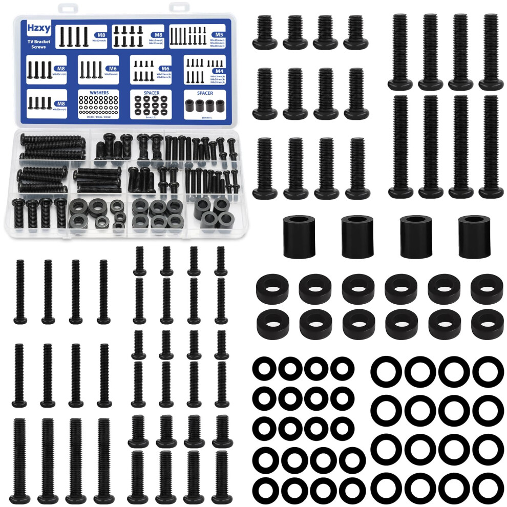 Photos - Nail / Screw / Fastener Hzxy TV Bracket Screws, 108PCS M4 M5 M6 M8 VESA Screws & Bolts Kit with Washers and Spacers for TV Wall Brackets, Universal