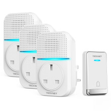 TECKNET Self-Powered Doorbell with 3 Receivers, IP65 Waterproof 1300ft Wireless Doorbell with 60 Chimes 5 Volume Levels, No Battery Required Plug in