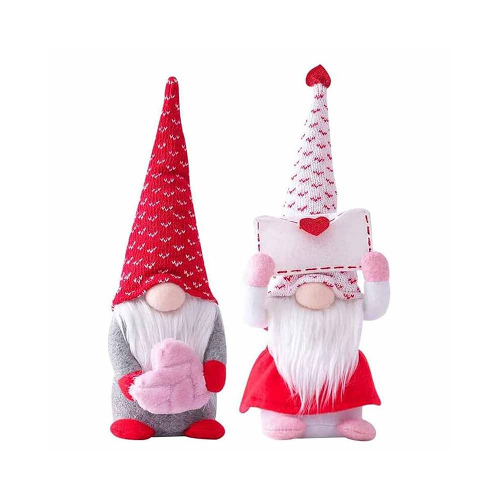 Semoic 2Pcs Valentine's Day Decorative Gnomes, Handmade Valentines Gnomes Plush Decorations, Valentine's Day Faceless Doll