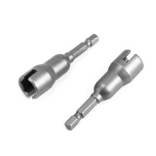 QWORK Power Wing Nut Driver, Slot Wing Nuts Drill Bit Socket Wrenches Tools, 1/4" Hex Shank for Panel Nuts, Screws Eye C Hook & Q-Hanger, Steel, 2 P