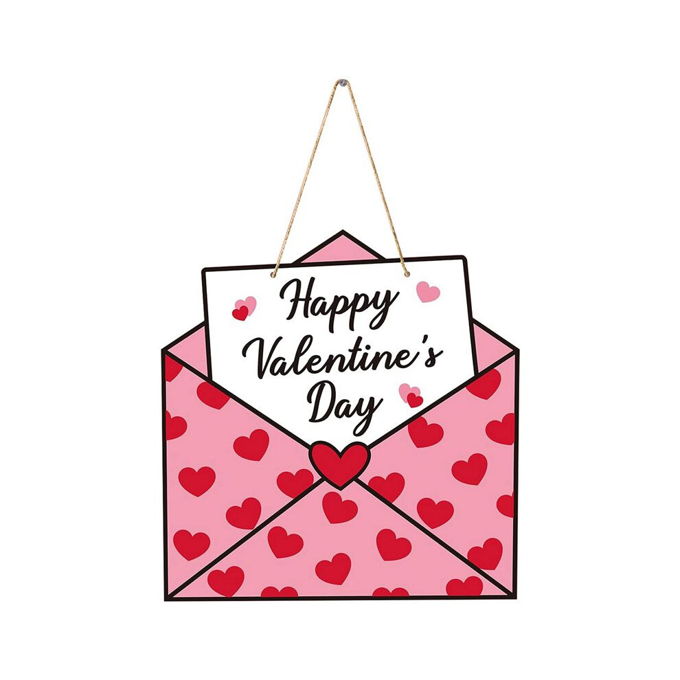 Semoic Valentine's Day Envelope Wooden Door Sign, Happy Valentines Day Sign Farmhouse Decor Valentines Day Front Door Decor