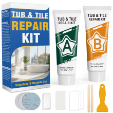Tile Repair Kit (White), Professional Fibreglass, Porcelain, Ceramic & Bath Enamel Repair Kit for Chips, Cracks, Scratches and Holes, Waterproof, Fix
