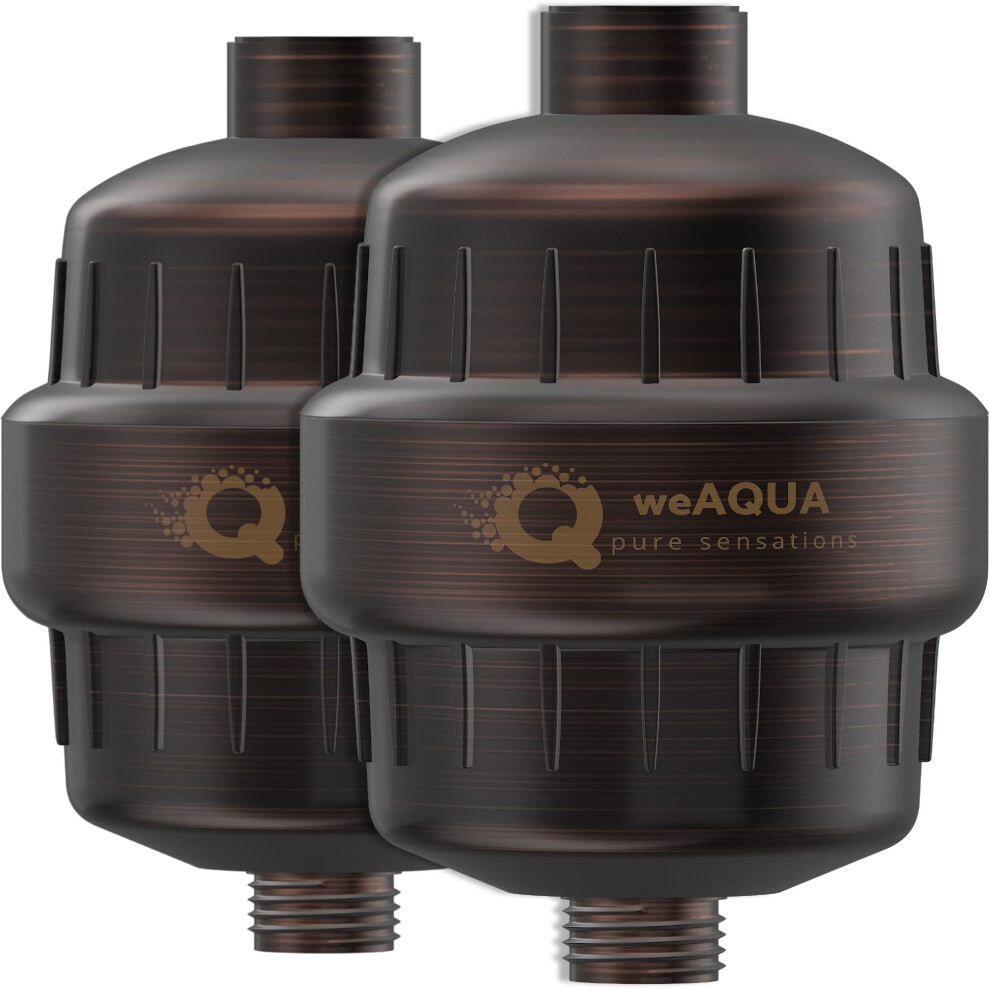 Weaqua Heavy Duty Shower Filter Family 2 Pack Â 99% Removal For Hard Water, Chlorine, Fluoride, Heavy Metals, Micro-Life, Organics And More (Oil Rub 5760493094324