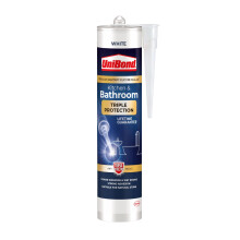 UniBond Triple Protection Anti Mould Silicone Sealant For Kitchen & Bathrooms, White Sealant Repels, Kills and Prevents Mould Growth, Long-Lasting Sh