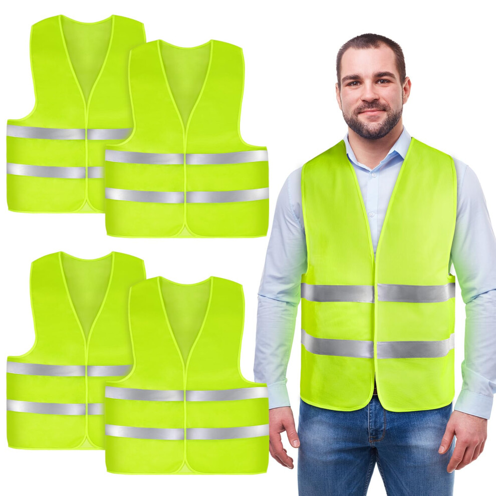 Aybuy 4 Pack Hi Vis Vests,High Visibility Vest,Safety Reflective Jacket Adjustable High-Visibility Gilet For Adult Men Women,Fit Traffic Work,Running 1083646693552