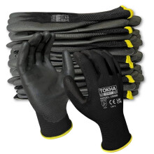 24 Pairs Palm Coated Safety Work Gloves - Firm Grip Gardening Non-Slip PU Coated Builders Hand Protection Lightweight Breathable Protective EN388 Mec