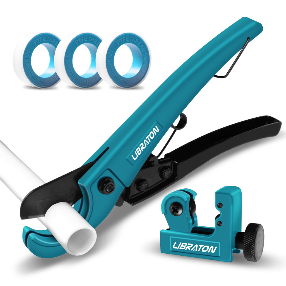 Libraton Plastic Pipe Cutter 0-31Mm, Pvc Pipe Cutter Set For Pex, Pvc, Ppr Plastic Hoses, Hose Cutter With Tube Cutter 3-22Mm, 3-Piece 10Meter Ptfe S 6951562381035