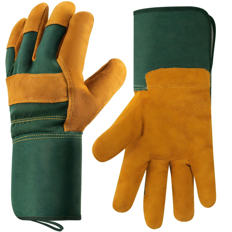 Photos - Safety Equipment Houbobo Gardening Gloves for Men, Heavy Duty Leather Garden Gloves, Thorn Proof & Durable, Safety Work Gloves for Gardening,