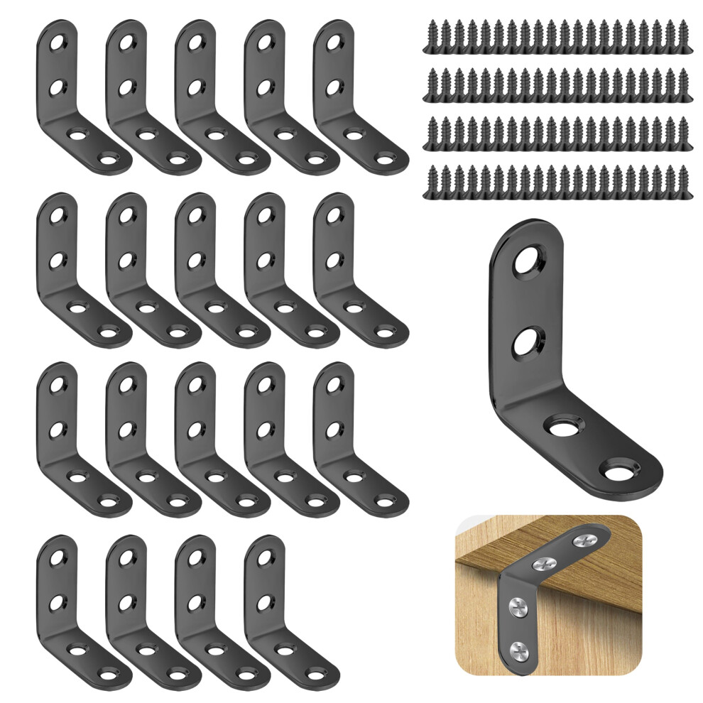 20 Pcs Angle Brackets 90 Degree Bracket 40X40mm (4 Holes) L Shaped Bracket Stainless Steel Right Angle Bracke With 80 Screws Metal Corner Brackets Fo 9361490009487