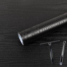 Abyssaly Black Vinyl Wrap Self Adhesive Wallpaper Toolkit Included, Wood Effect Sticky Back Plastic Roll for Furniture, Removable Peel and Stick Wall