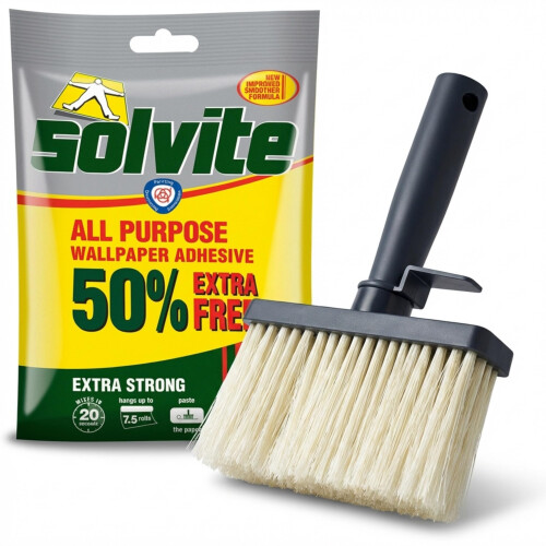 Solvite All Purpose Wallpaper Paste & Pasting Brush Bundle | Mixes in 20 Seconds