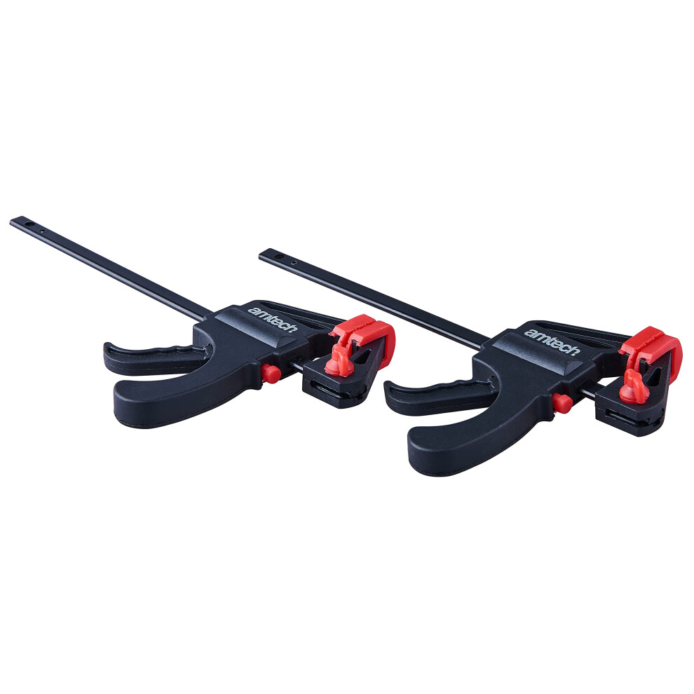 Amtech Â Ratchet Speed Clamps (2Pc), Nylon-Fibre Jaws With Non-Marking Pads, Reversible Clamp/Spreader For Woodworking & Diy, 100Mm (4Â³) 5000830150628