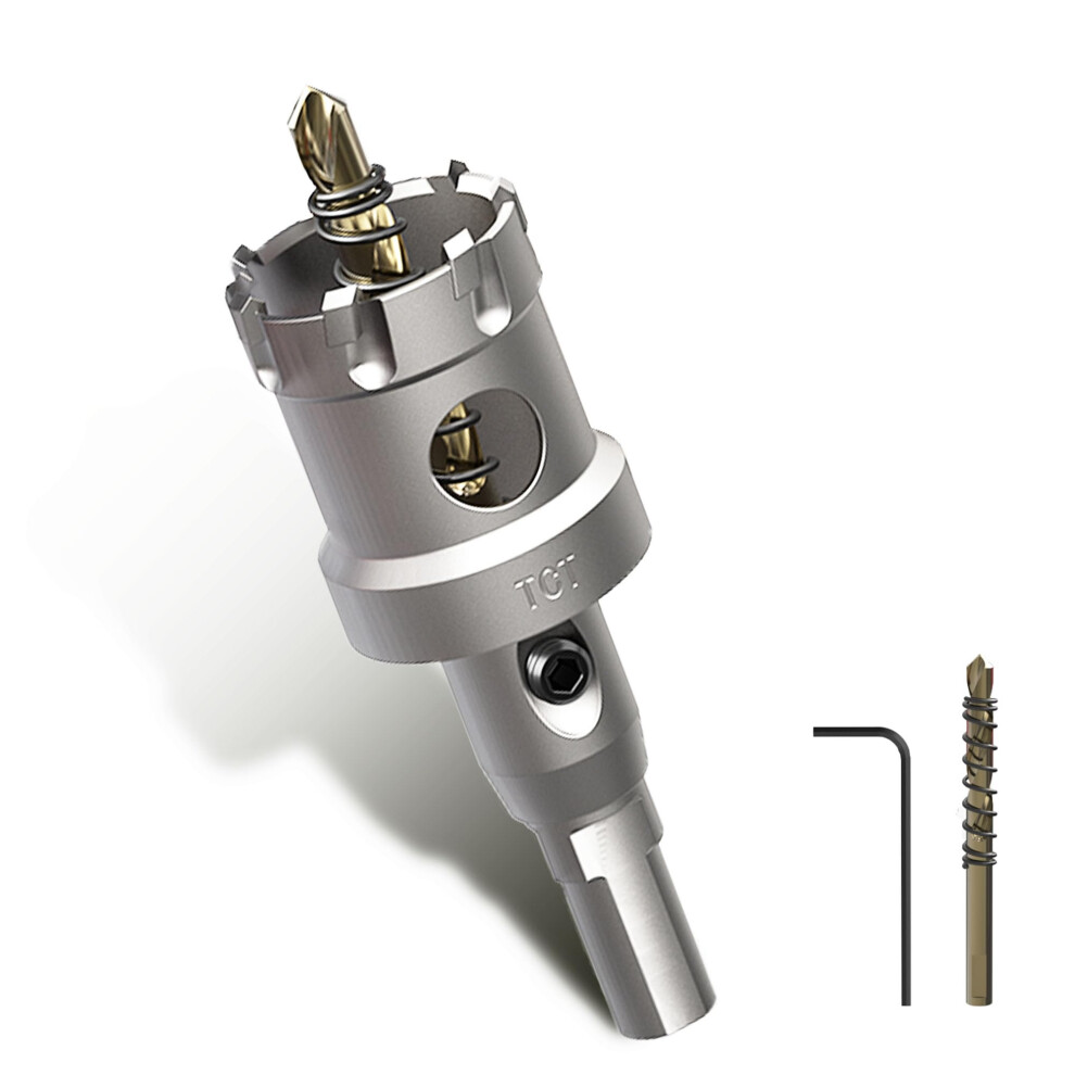 34Mm Tct Hole Saw Tungsten Carbide Tipped Metal Hole Cutter For Stainless Steel Aluminium Wood, With Hex Key & Pilot Drill Bit 9362069437212