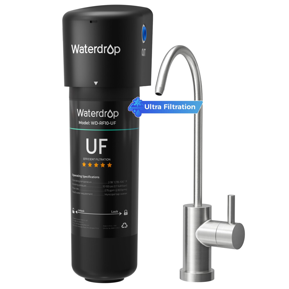Waterdrop 10Ub-Uf 0.01 Î¼M Ultra Filtration Under Sink Water Filter System For Baã§TñRia Reduction, 30,000 Liters With Dedicated Faucet, Reduce Pfas, 1321991906690