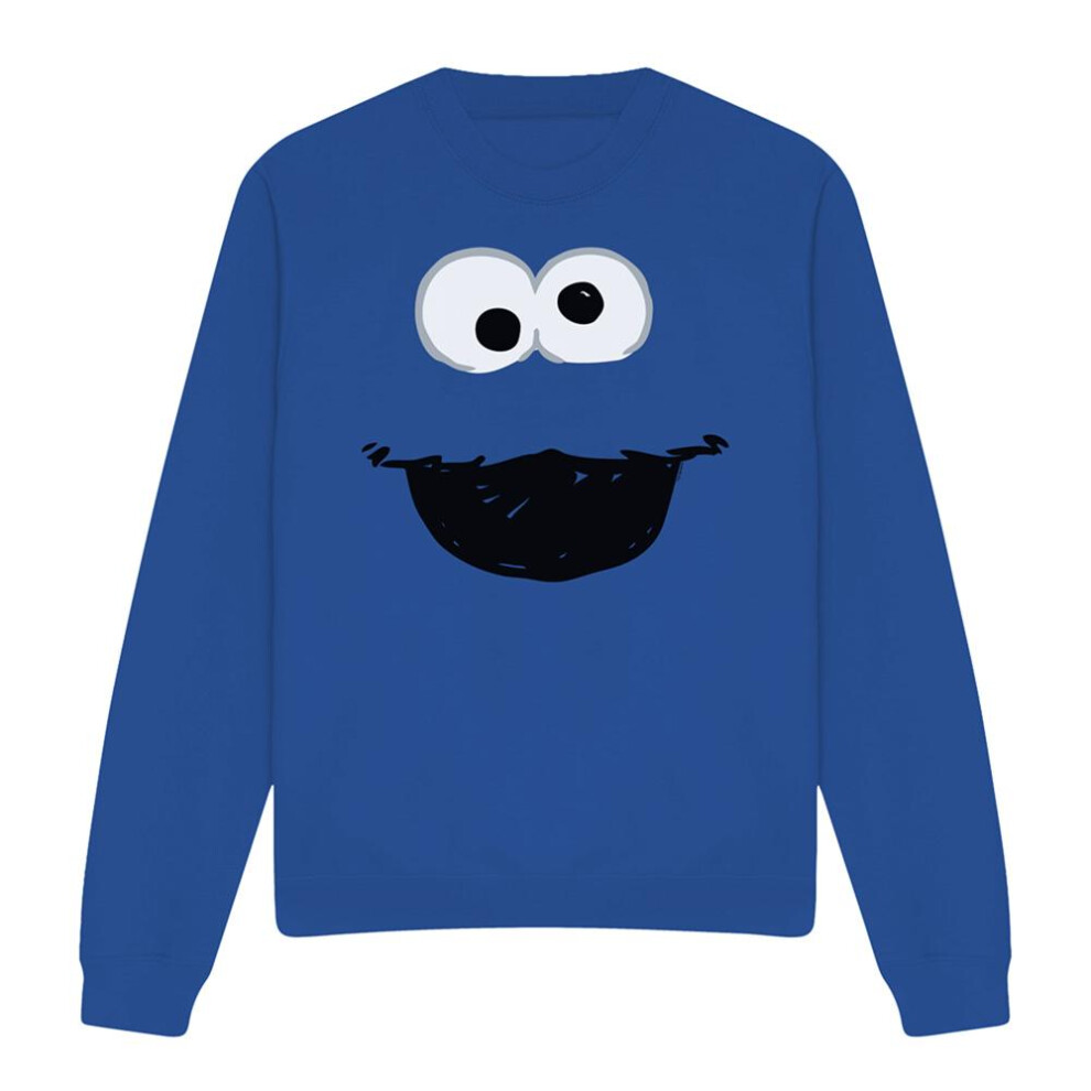Sesame Street (M, Royal ) Unisex Adult Cookie Monster Crayon Sketch Sweatshirt Blue