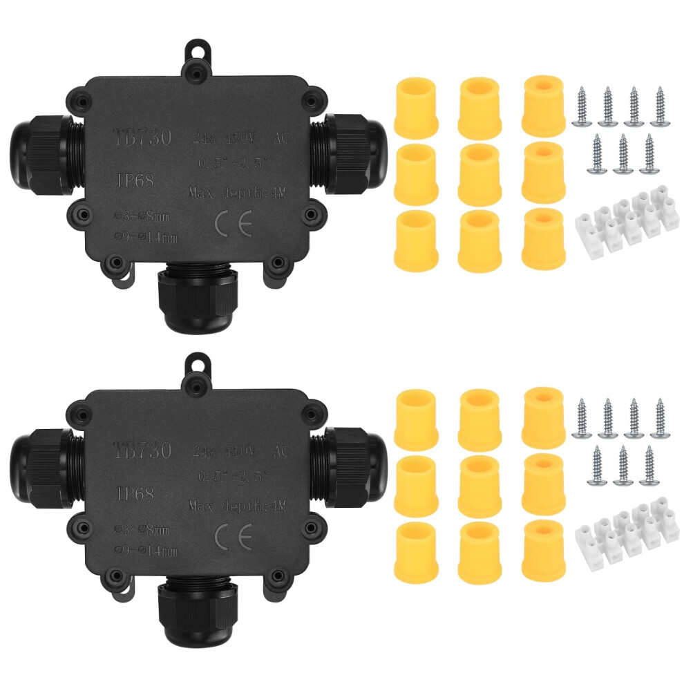 Ip68 Waterproof Junction Box, 3-Way External Cable Glands Wire Connectors Electrical Junction Box, Outdoor Waterproof Cable Connector Box For Cable 4 3131100449639